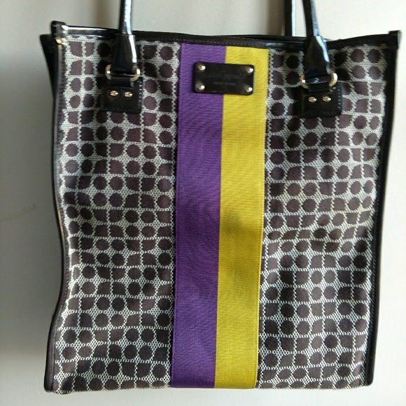 Kate Spade Logo Tote - Brown Yellow Purple